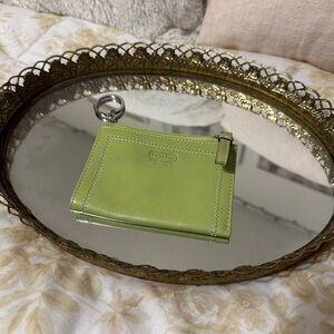 Coach Lime Green Leather Keychain Wallet